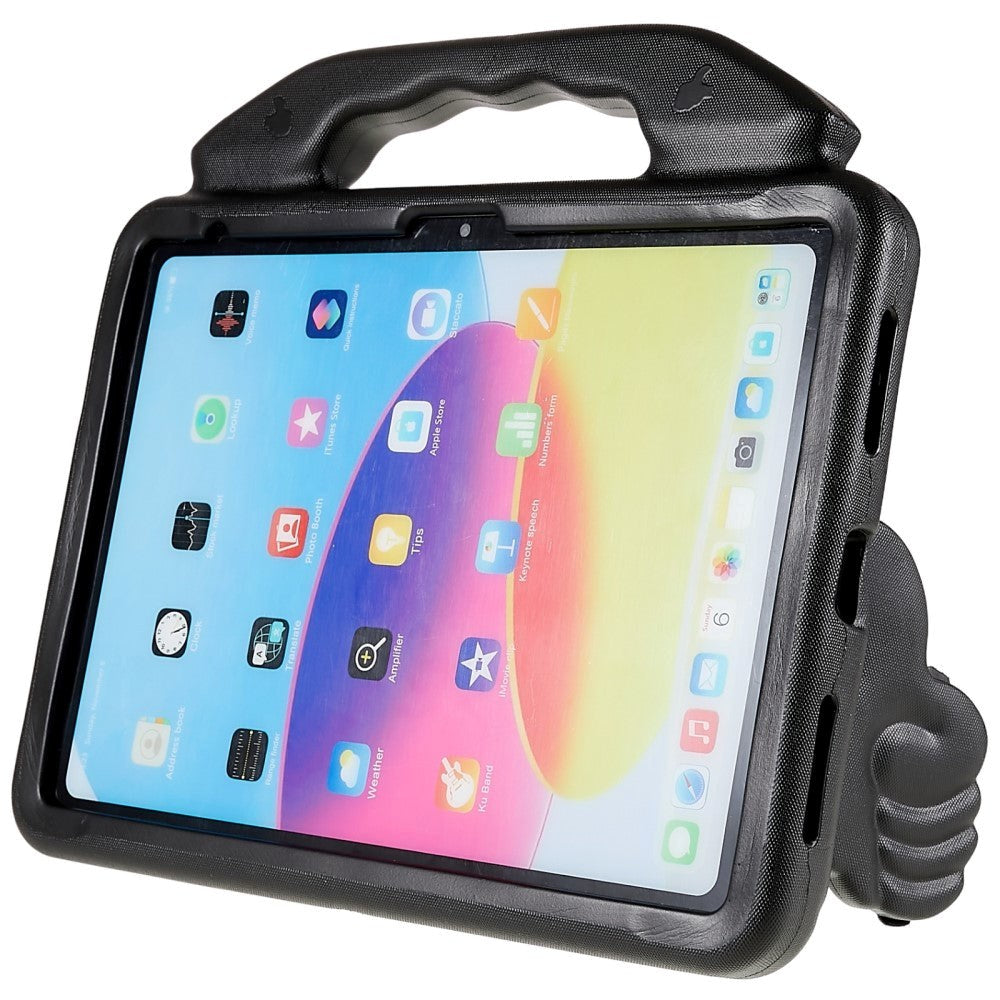 iPad 11" (2025) / iPad 10.9" (2024/2022) Børne cover - Thumb Kickstand Bagside Cover - Sort
