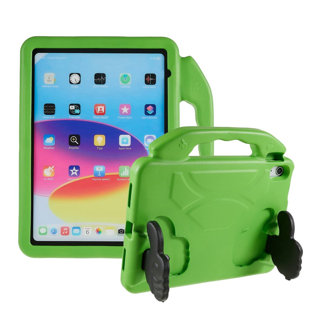 iPad 11" (2025) / iPad 10.9" (2024/2022) Børne cover - Thumb Kickstand Bagside Cover - Grøn