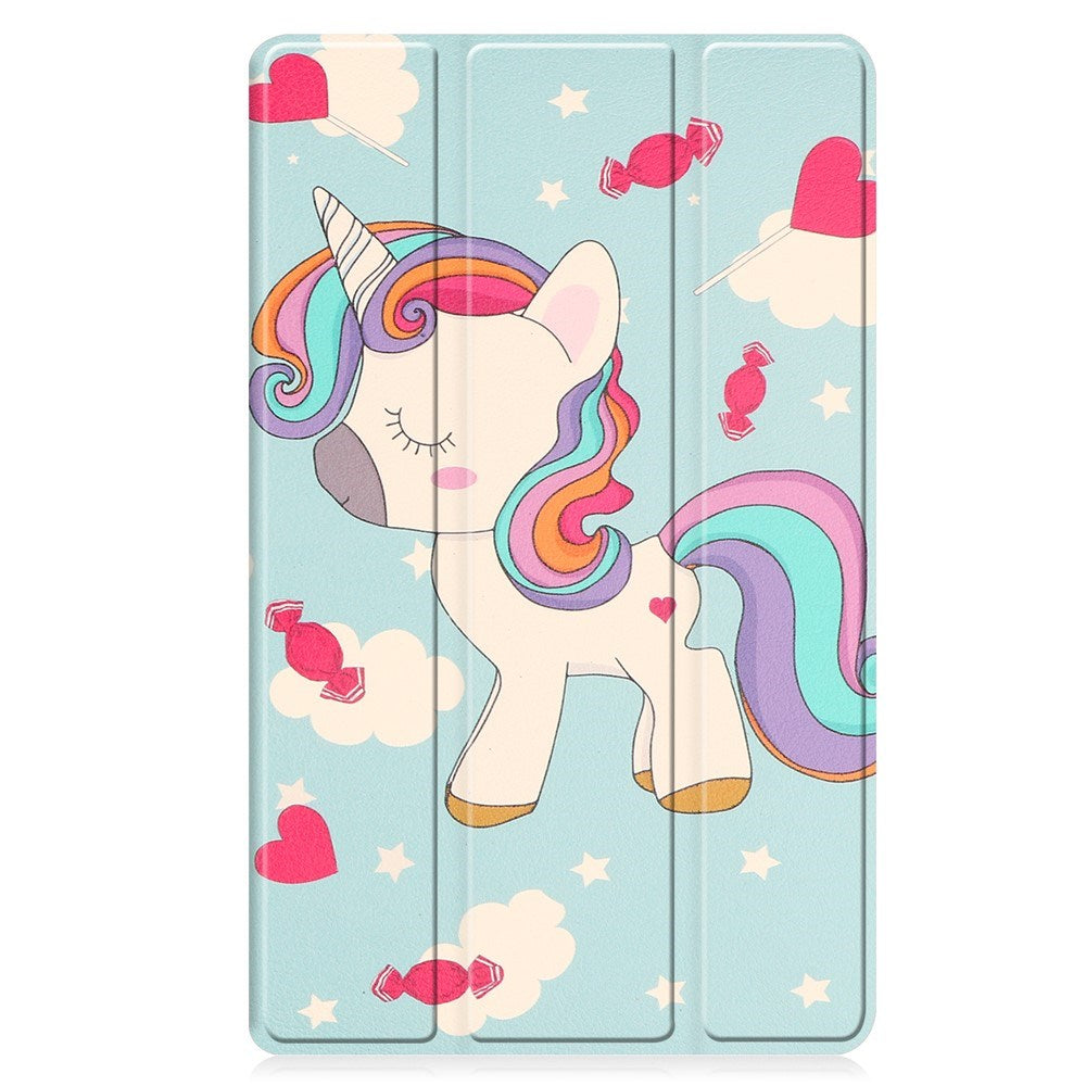 Lenovo Tab M8 (4. Gen.) - EIDERWOOD Tri-Fold Kunstlæder Flip Cover m. Mønster - Enhjørning