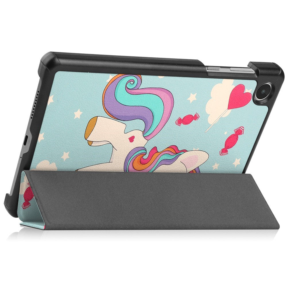 Lenovo Tab M8 (4. Gen.) - EIDERWOOD Tri-Fold Kunstlæder Flip Cover m. Mønster - Enhjørning