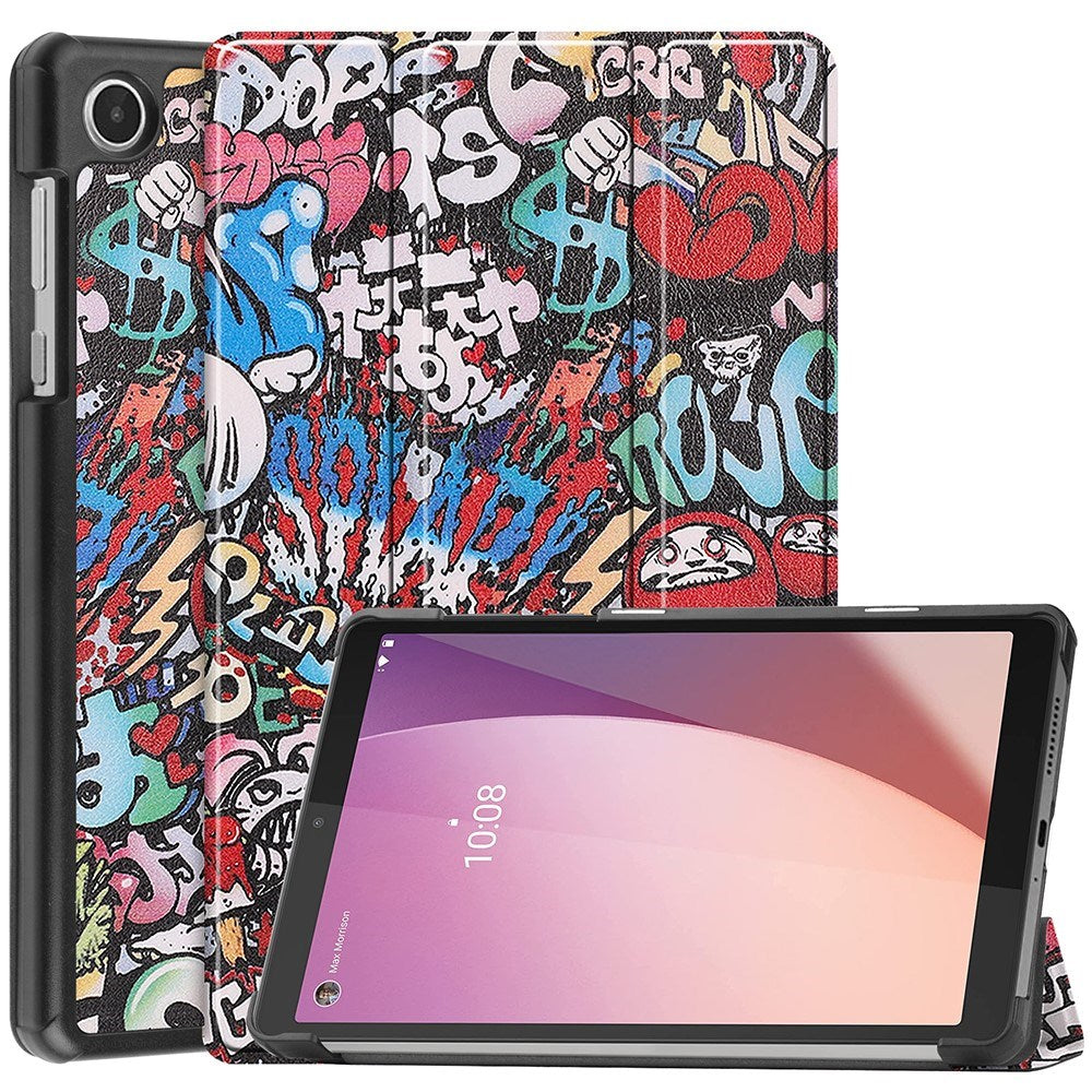 Lenovo Tab M8 (4. Gen.) - EIDERWOOD Tri-Fold Kunstlæder Flip Cover m. Mønster - Graffiti