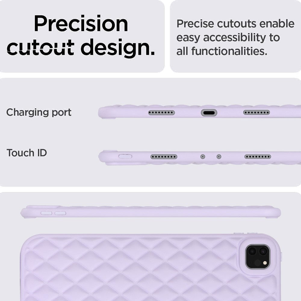 iPad Pro 11" ( 2022 / 2021 / 2020) Fleksibelt Plastik Bagside Cover - Rhombe Design - Lilla