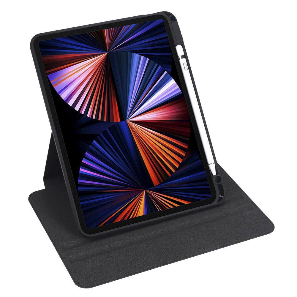 iPad Pro 12.9" (2022 / 2021 / 2020 / 2018) Hybrid Flip Cover Apple Pencil Holder - Sort / Gennemsigtig