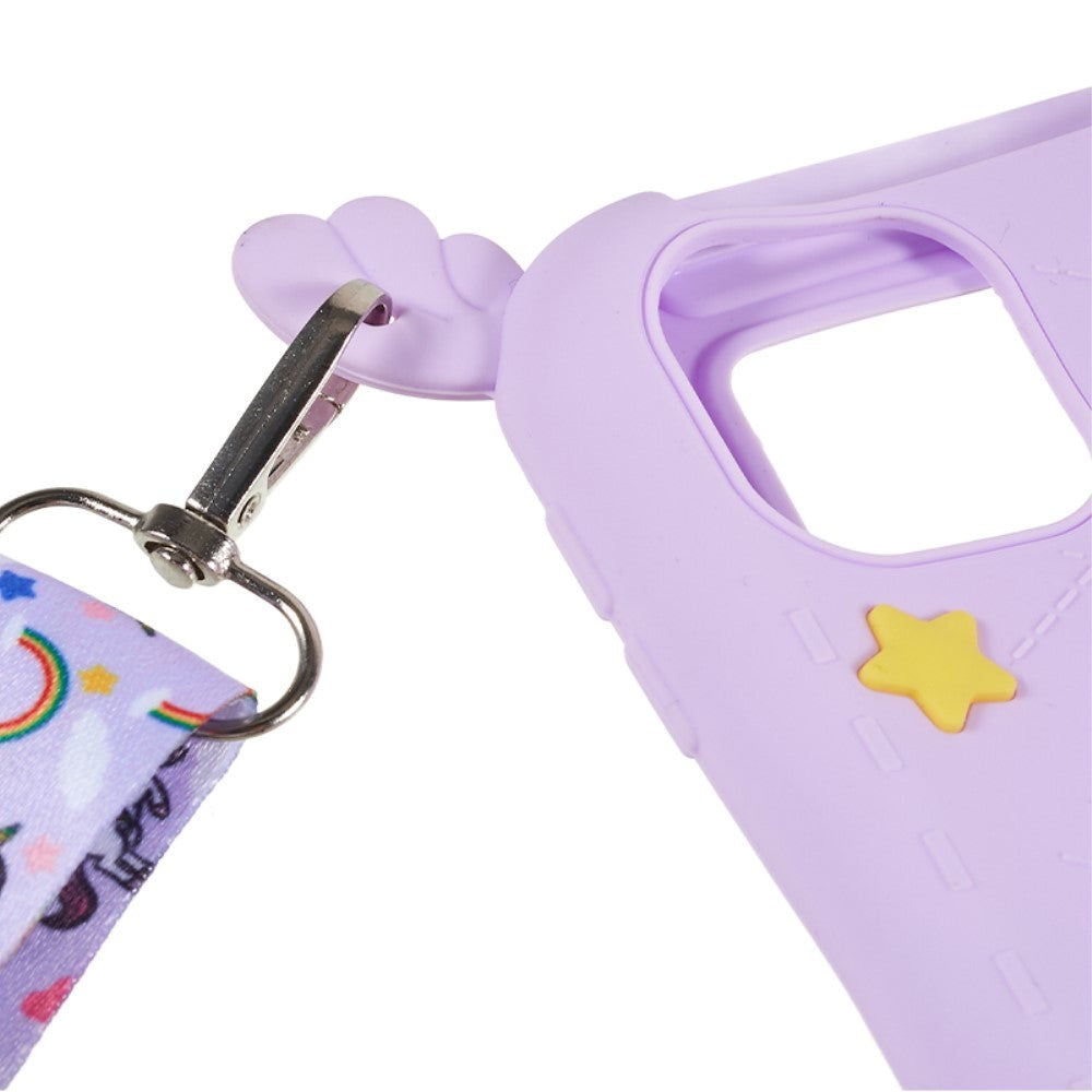 iPad Air (2022 / 2020) / Pro 11 (2022 / 2021 / 2020 / 2018) Silikone Bagside Cover m. Stander, Print & Strop - Enhjørning