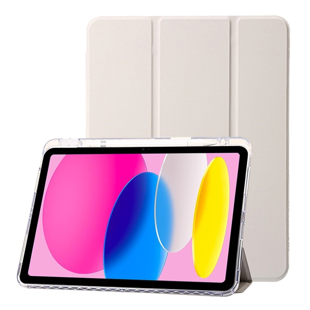EIDERWOOD iPad 11" (2025) / iPad 10.9" (2024/2022) Tri-Fold Kunst Læder Flip Cover m. Apple Pencil Holder - Creme
