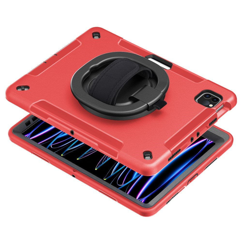 EIDERWOOD iPad Air 10.9-11" (2025-2020) / Pro 11" (2022-2018) Håndværker Cover m. Beskyttelsesfilm & Håndholder - Rød
