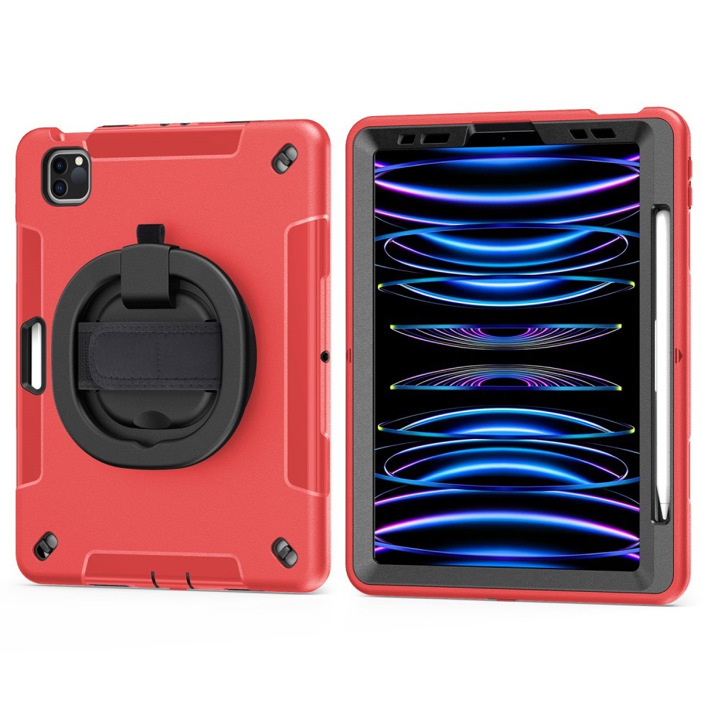 EIDERWOOD iPad Air 10.9-11" (2025-2020) / Pro 11" (2022-2018) Håndværker Cover m. Beskyttelsesfilm & Håndholder - Rød