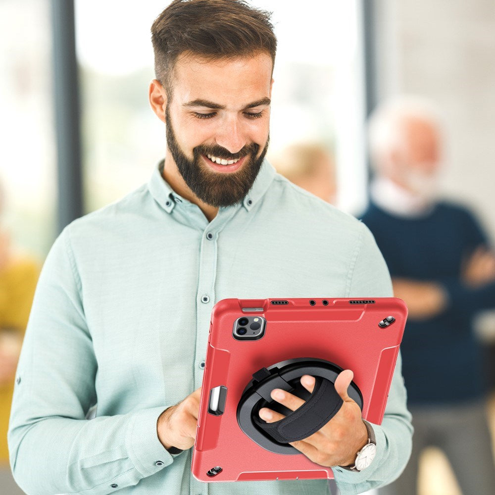 EIDERWOOD iPad Air 10.9-11" (2025-2020) / Pro 11" (2022-2018) Håndværker Cover m. Beskyttelsesfilm & Håndholder - Rød