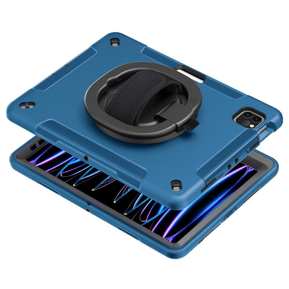 EIDERWOOD iPad Air 10.9-11" (2025-2020) / Pro 11" (2022-2018) Håndværker Cover m. Beskyttelsesfilm & Håndholder - Blå