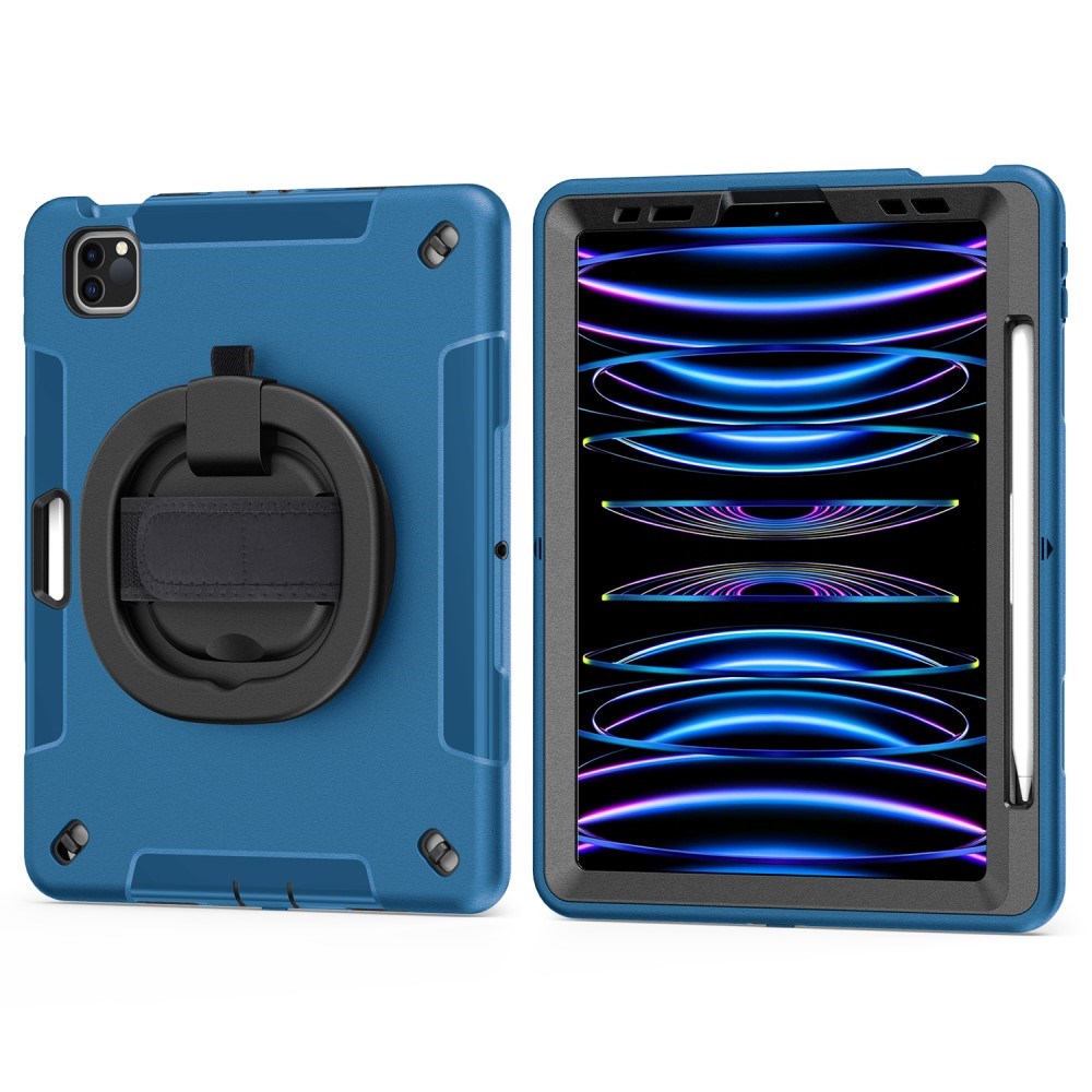 EIDERWOOD iPad Air 10.9-11" (2025-2020) / Pro 11" (2022-2018) Håndværker Cover m. Beskyttelsesfilm & Håndholder - Blå