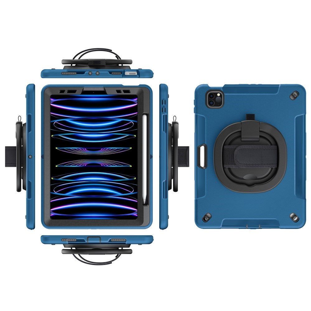 EIDERWOOD iPad Air 10.9-11" (2025-2020) / Pro 11" (2022-2018) Håndværker Cover m. Beskyttelsesfilm & Håndholder - Blå