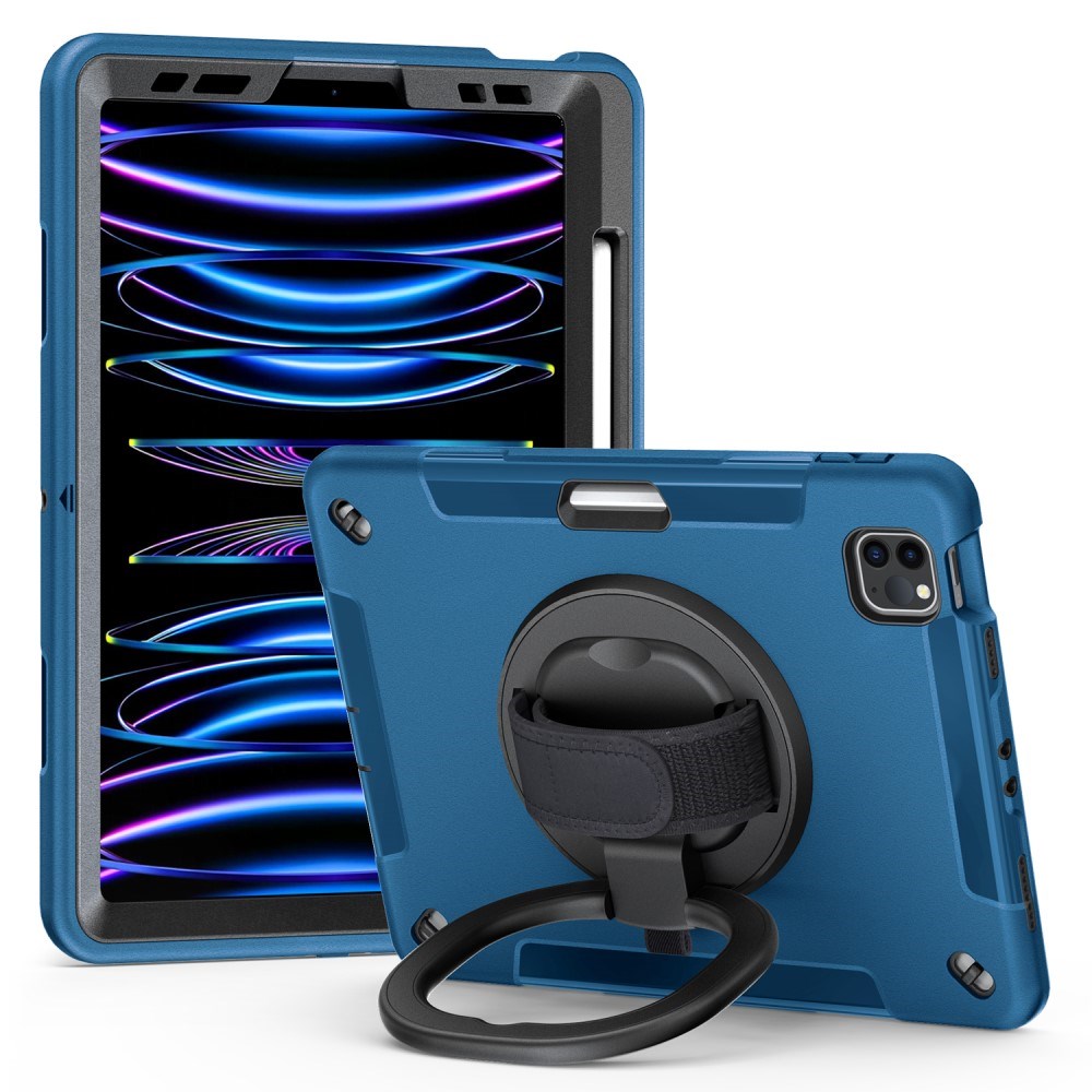 EIDERWOOD iPad Air 10.9-11" (2025-2020) / Pro 11" (2022-2018) Håndværker Cover m. Beskyttelsesfilm & Håndholder - Blå