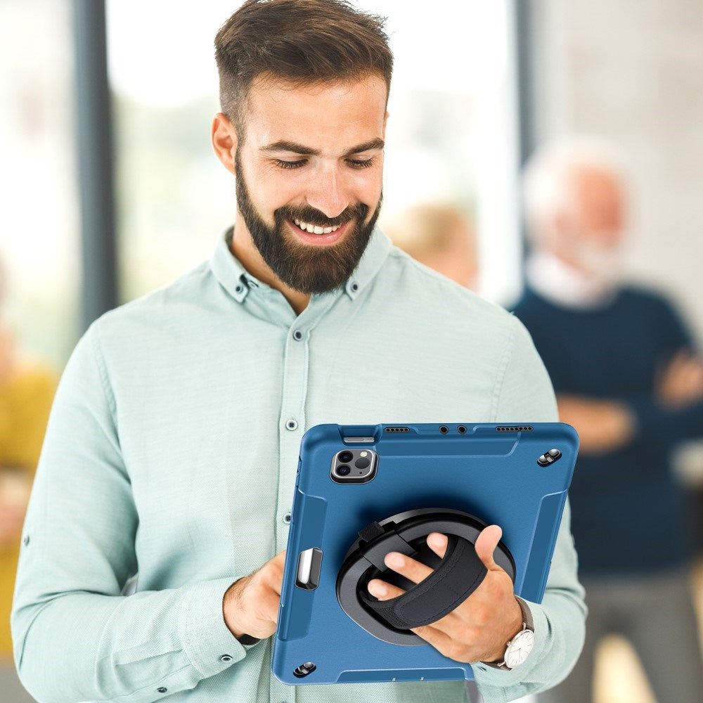 EIDERWOOD iPad Air 10.9-11" (2025-2020) / Pro 11" (2022-2018) Håndværker Cover m. Beskyttelsesfilm & Håndholder - Blå