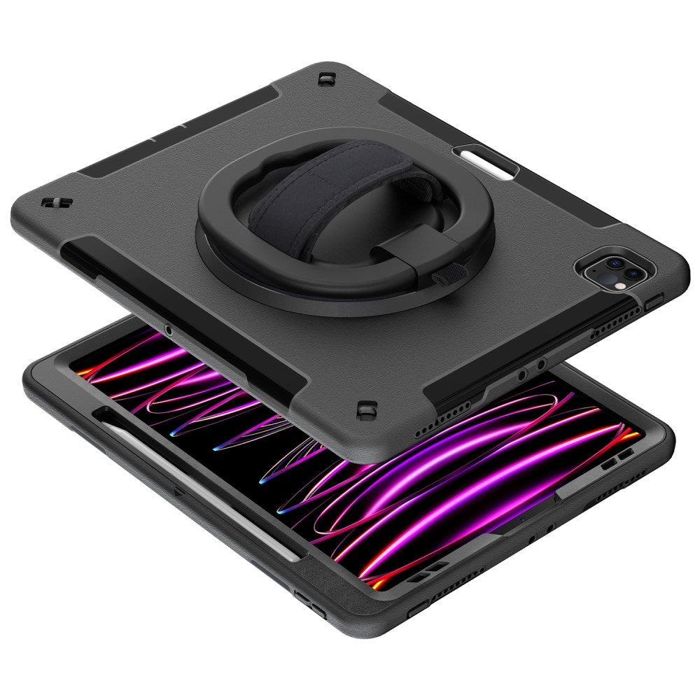 EIDERWOOD iPad Air 13" (2025 / 2024) / Pro 12.9" (2022 / 2021 / 2020 / 2018) Håndværker Cover m. Beskyttelsesfilm & Skulderstrop - Sort