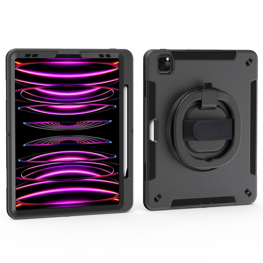 EIDERWOOD iPad Air 13" (2025 / 2024) / Pro 12.9" (2022 / 2021 / 2020 / 2018) Håndværker Cover m. Beskyttelsesfilm & Skulderstrop - Sort