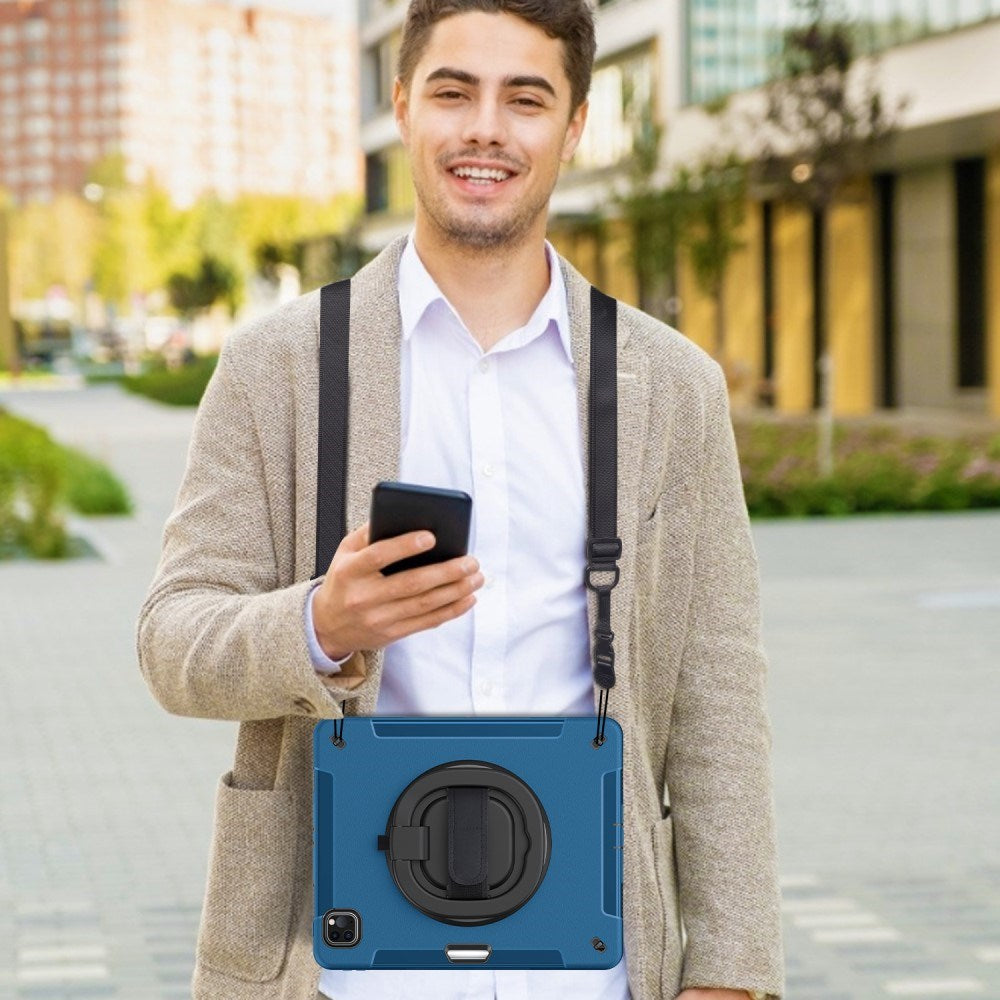 EIDERWOOD iPad Air 13" (2025 / 2024) / Pro 12.9" (2022 / 2021 / 2020 / 2018) Håndværker Cover m. Beskyttelsesfilm & Skulderstrop - Blå