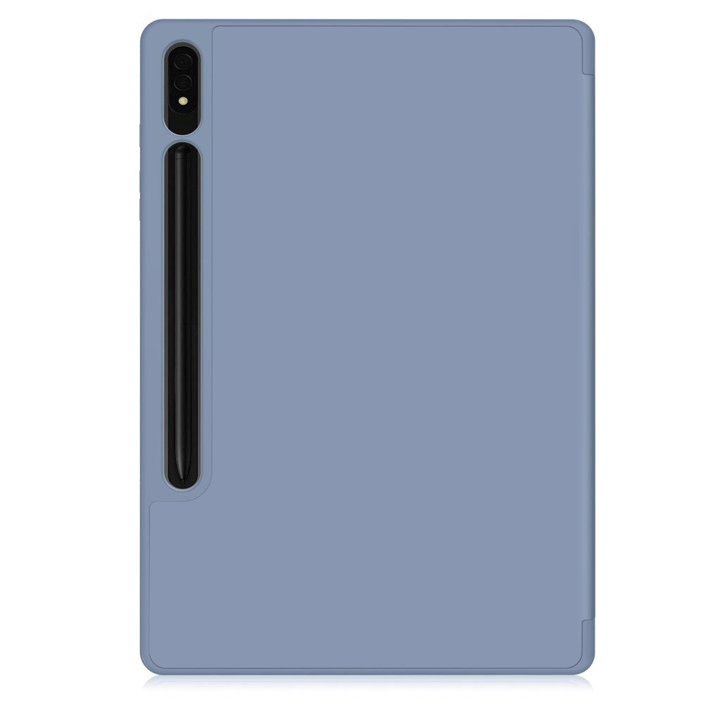 Samsung Galaxy Tab S9+ (Plus) Magnetisk Tri-Fold Læder Flip Cover m. Pencil Holder - Blå