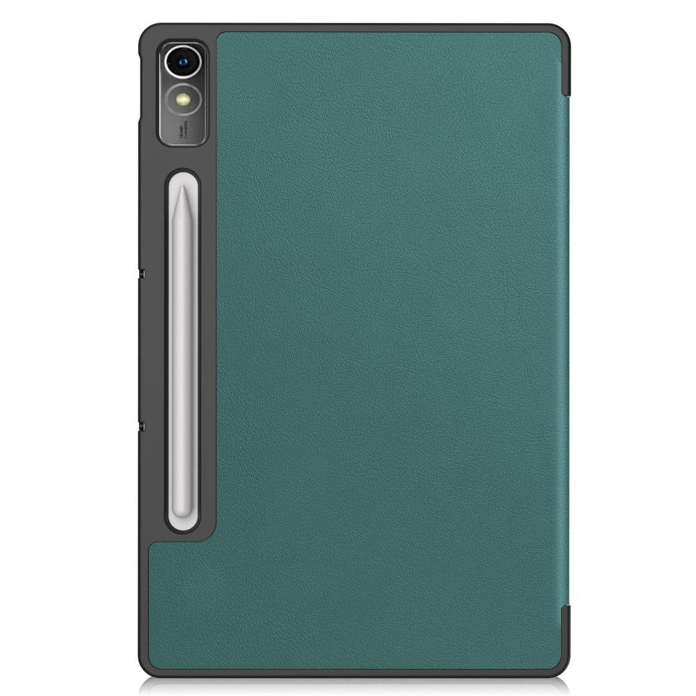 Lenovo Tab P12 Magnetisk Tri-Fold Læder Flip Cover m. Pencil Holder - Grøn