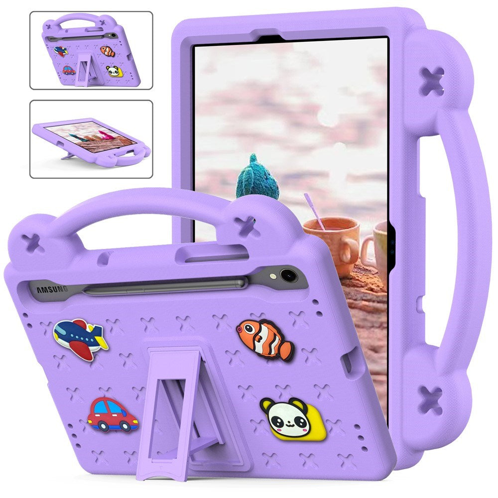 EIDERWOOD Samsung Galaxy Tab S11 / S10 Lite / S10 FE / S9 FE / S9 / S8 / S7 - Børne Cover m. Kickstand & Håndtag - Lilla