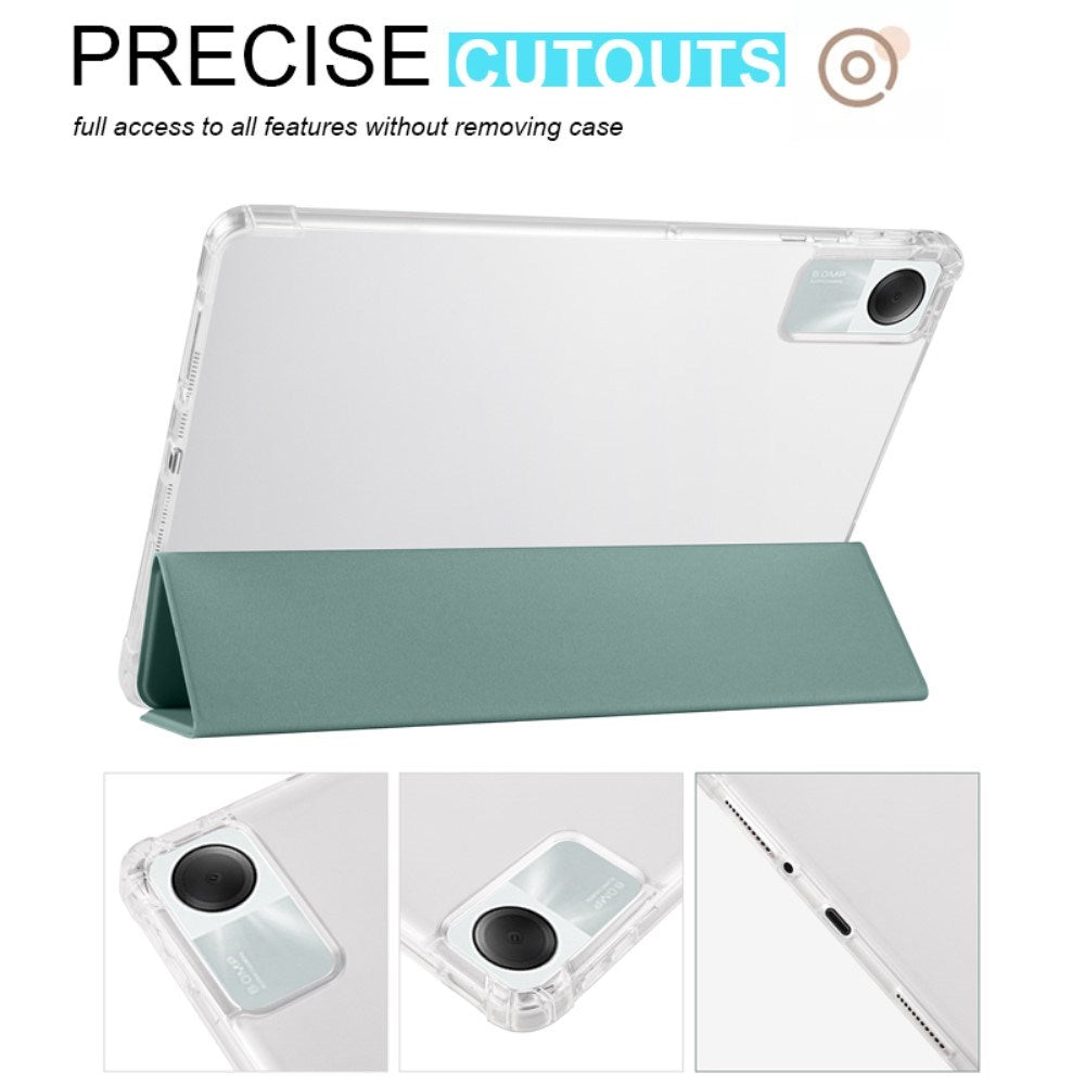 EIDERWOOD Xiaomi Redmi Pad SE Tri-fold Læder Flip Cover m. Gennemsigtig Bagside - Grøn