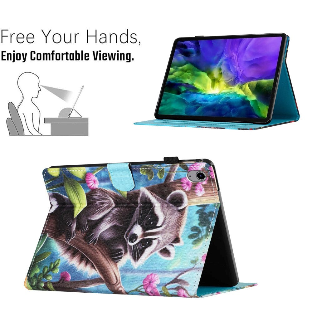 iPad 11" (2025) / iPad 10.9" (2024/2022) Læder Flip Cover m. Ståfunktion & Kortholder - Vaskebjørn