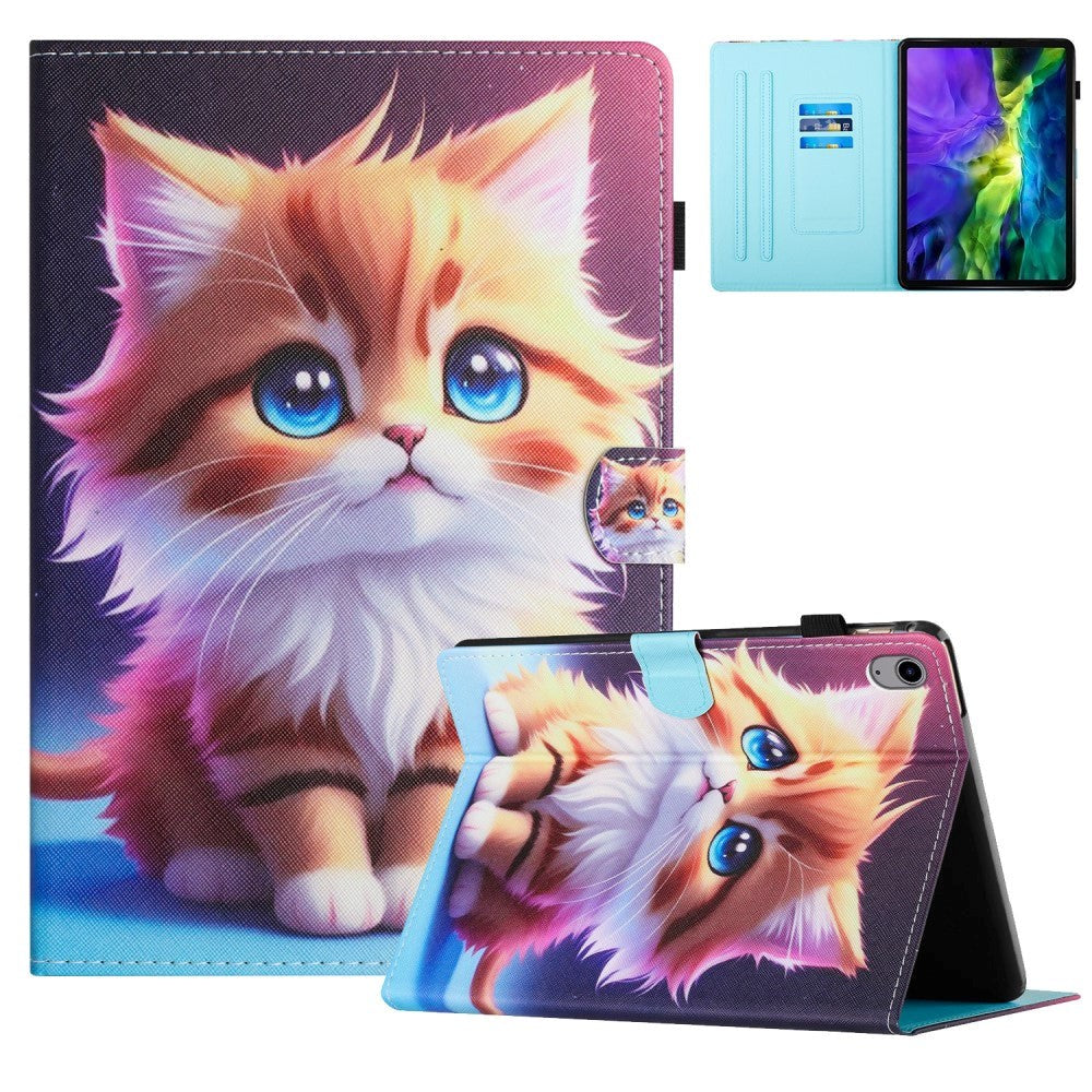 iPad 11" (2025) / iPad 10.9" (2024/2022) Læder Flip Cover m. Ståfunktion & Kortholder - Kat