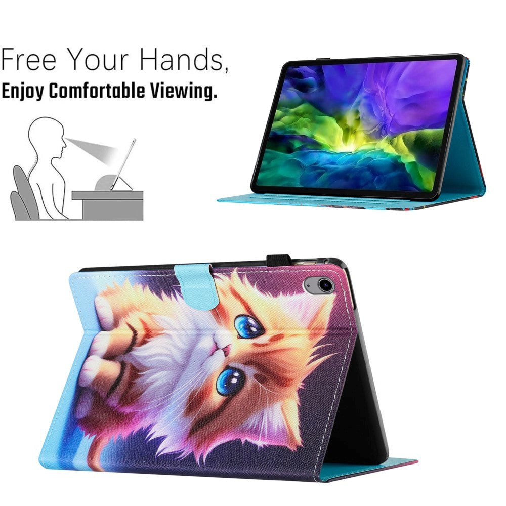 iPad 11" (2025) / iPad 10.9" (2024/2022) Læder Flip Cover m. Ståfunktion & Kortholder - Kat