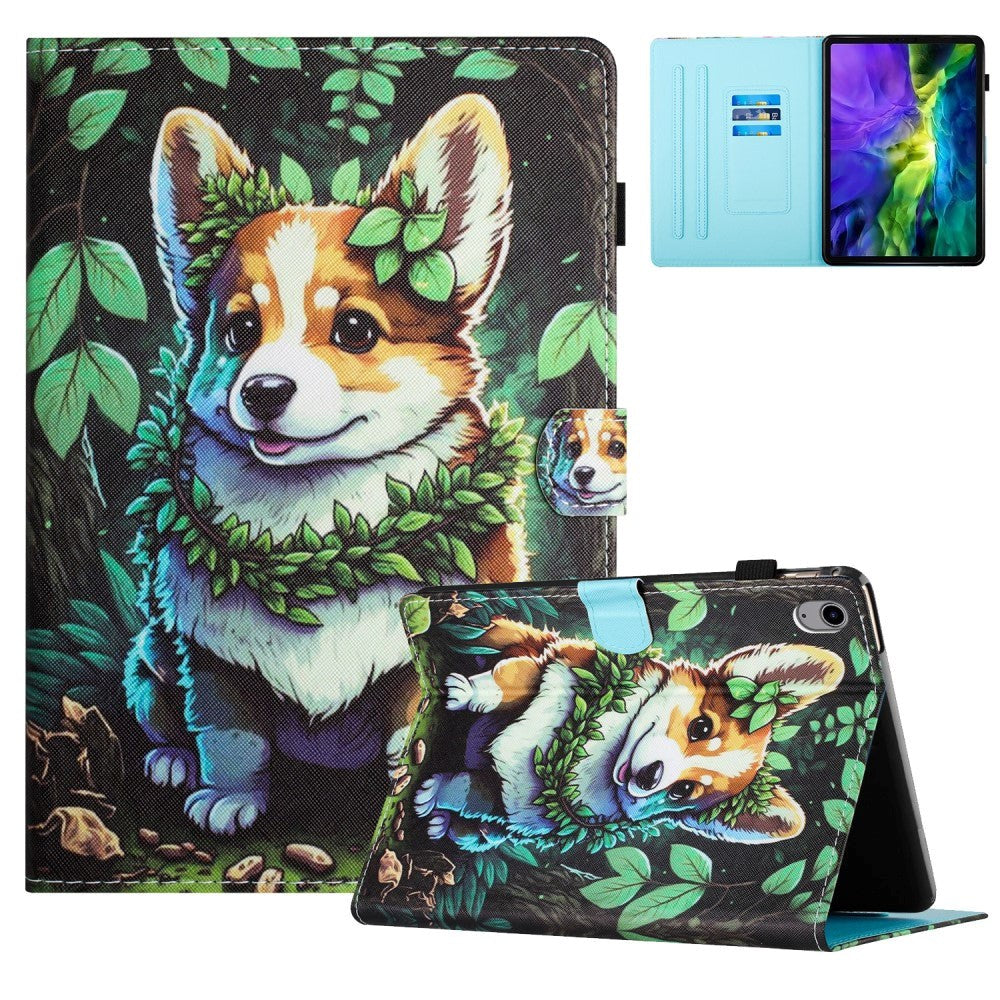 iPad 11" (2025) / iPad 10.9" (2024/2022) Læder Flip Cover m. Ståfunktion & Kortholder - Corgi