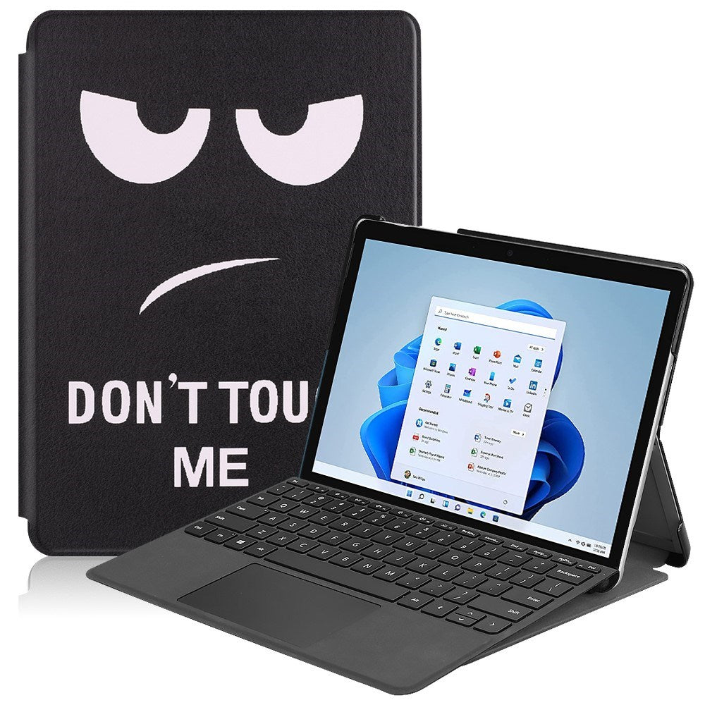 EIDERWOOD Microsoft Surface Go 4 Læder Cover med Ståfunktion - "Don't Touch Me"