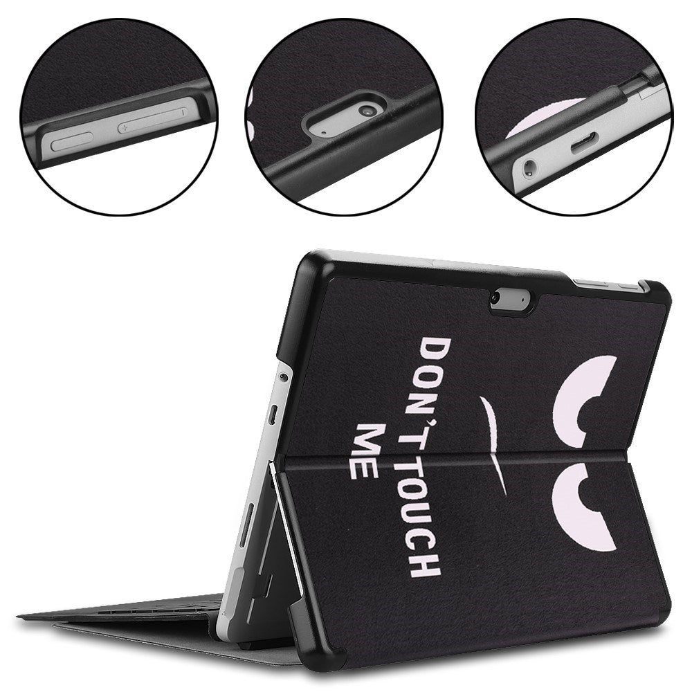 EIDERWOOD Microsoft Surface Go 4 Læder Cover med Ståfunktion - "Don't Touch Me"