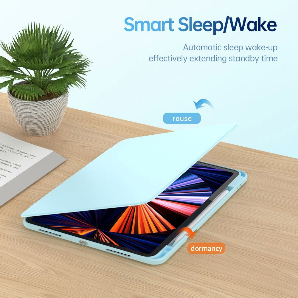 iPad Air 10.9-11" (2025-2020) / Pro 11" (2022-2018) Hybrid Flip Cover m. Pen Holder og Kameralinse Beskytter - Grøn / Gennemsigtig