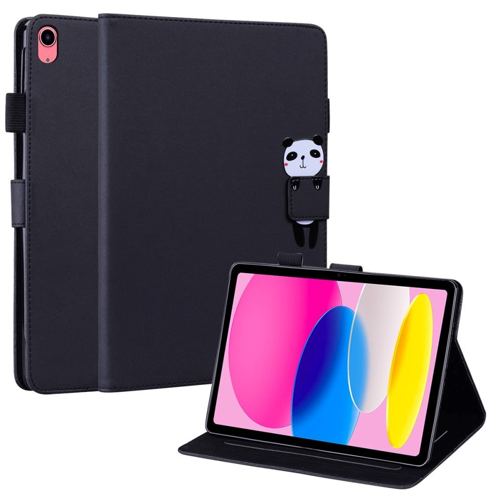 iPad 11" (2025) / iPad 10.9" (2024/2022) Læder Flip Cover m. Dyremotiv - Sort