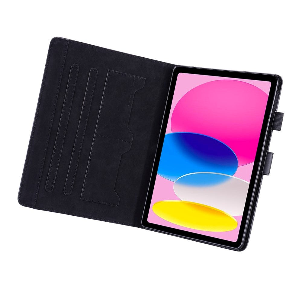 iPad 11" (2025) / iPad 10.9" (2024/2022) Læder Flip Cover m. Dyremotiv - Sort