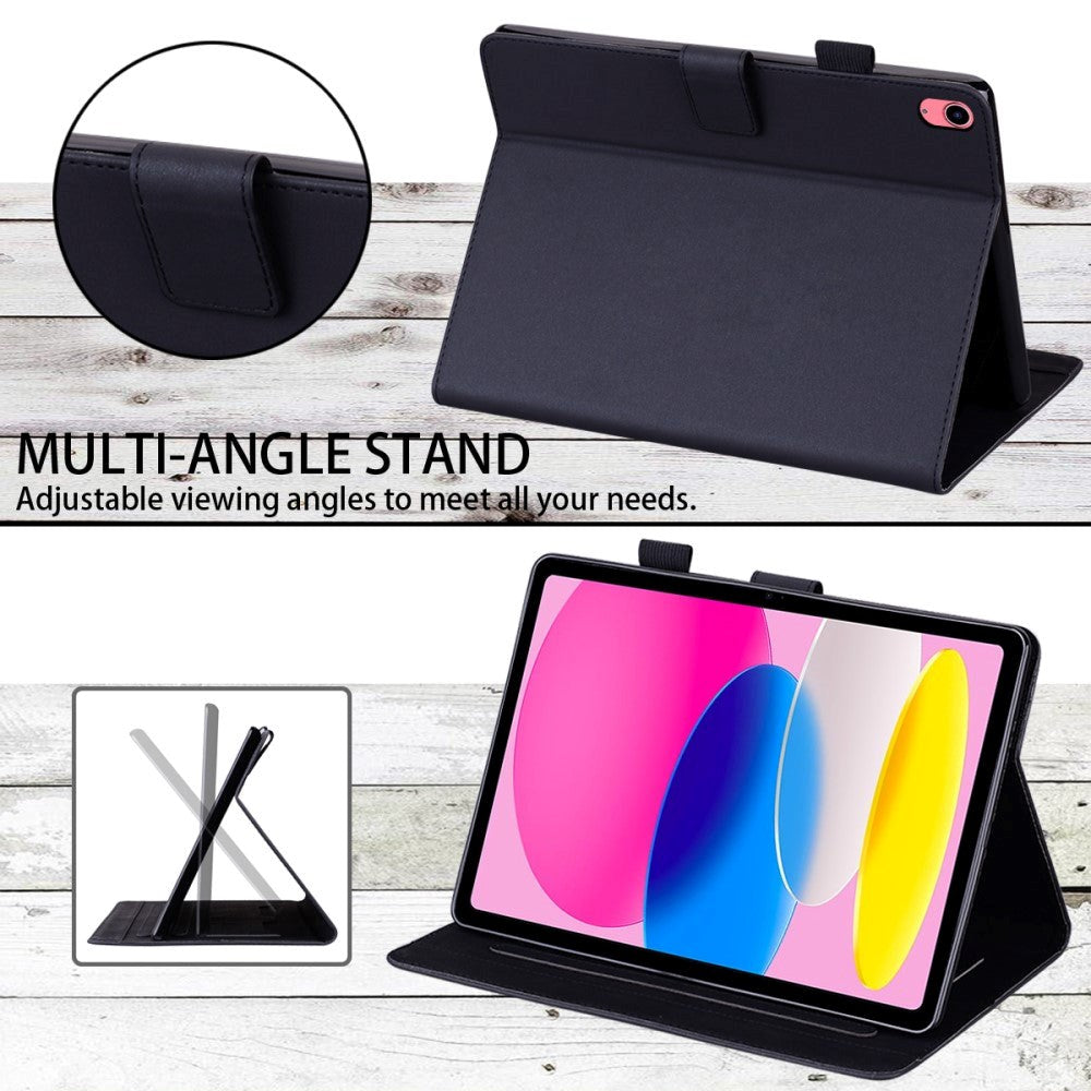 iPad 11" (2025) / iPad 10.9" (2024/2022) Læder Flip Cover m. Dyremotiv - Sort