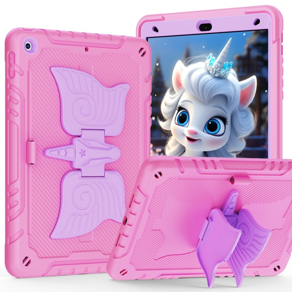 EIDERWOOD iPad 10.2" (2021 / 2020 / 2019) Unicorn Kickstand Børne Cover - Lyserød / Lilla