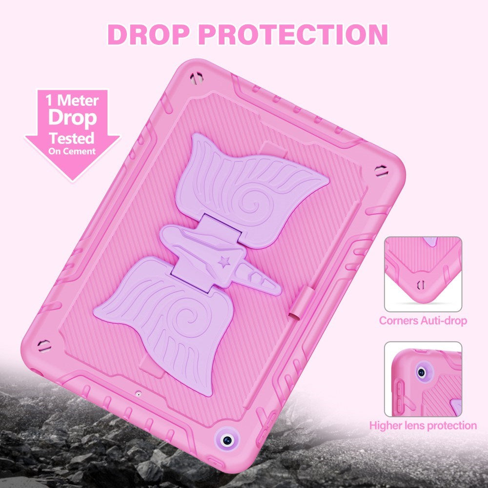 EIDERWOOD iPad 10.2" (2021 / 2020 / 2019) Unicorn Kickstand Børne Cover - Lyserød / Lilla