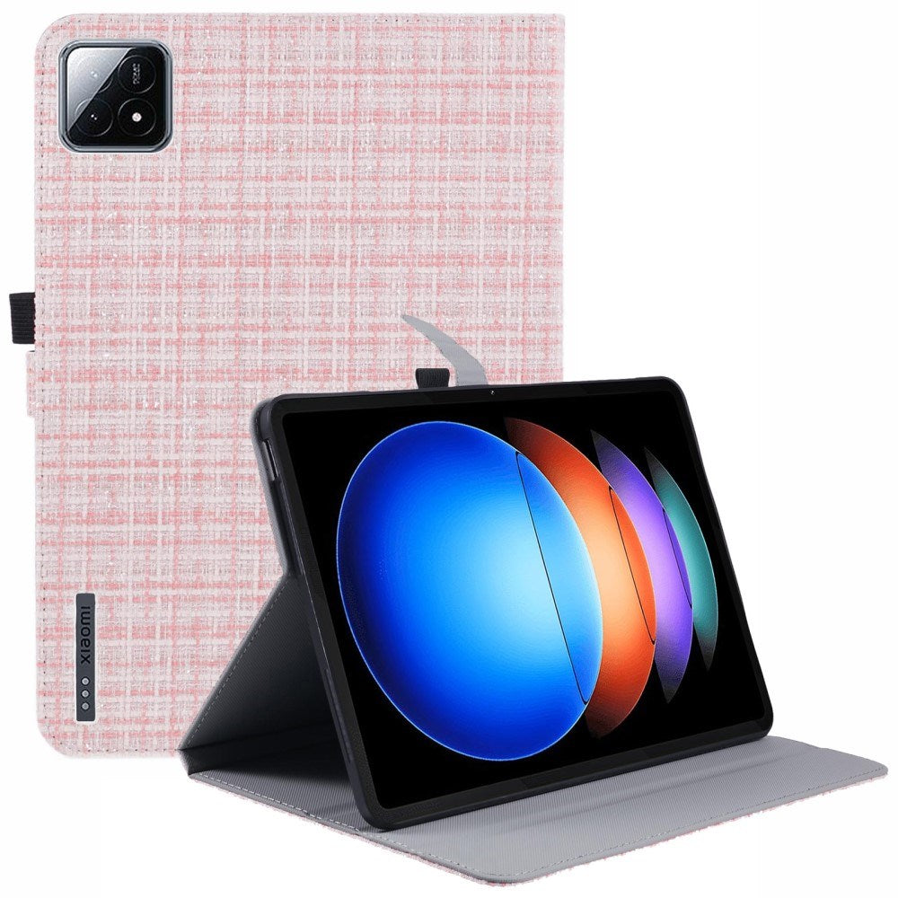 EIDERWOOD Xiaomi Pad 6S Pro Stofbetrukket Læder Bagside Cover m. Ståfunktion - Lyserød