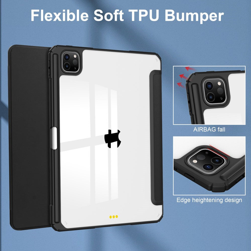 EIDERWOOD iPad Pro 11" (2025 / 2024) Hybrid Flip Cover m. Pen Holder - Sort & Gennemsigtig