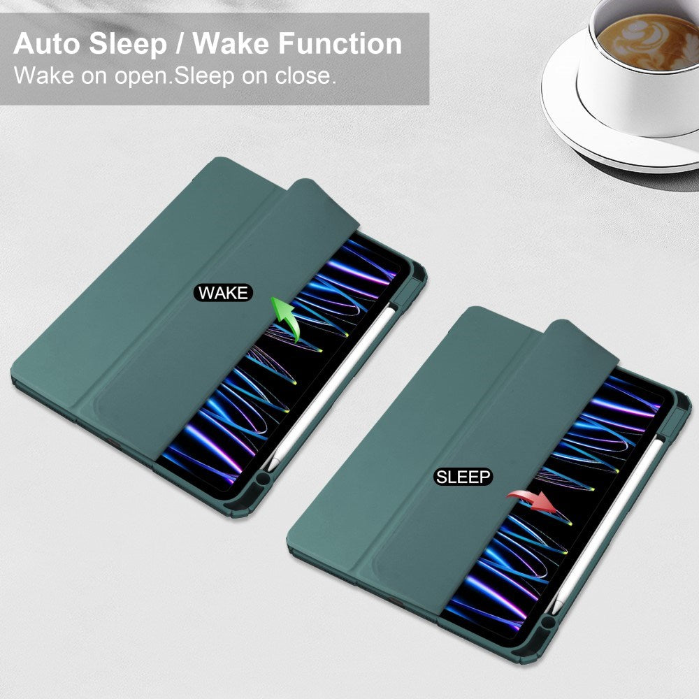 EIDERWOOD iPad Pro 11" (2025 / 2024) Hybrid Flip Cover m. Pen Holder - Grøn & Gennemsigtig