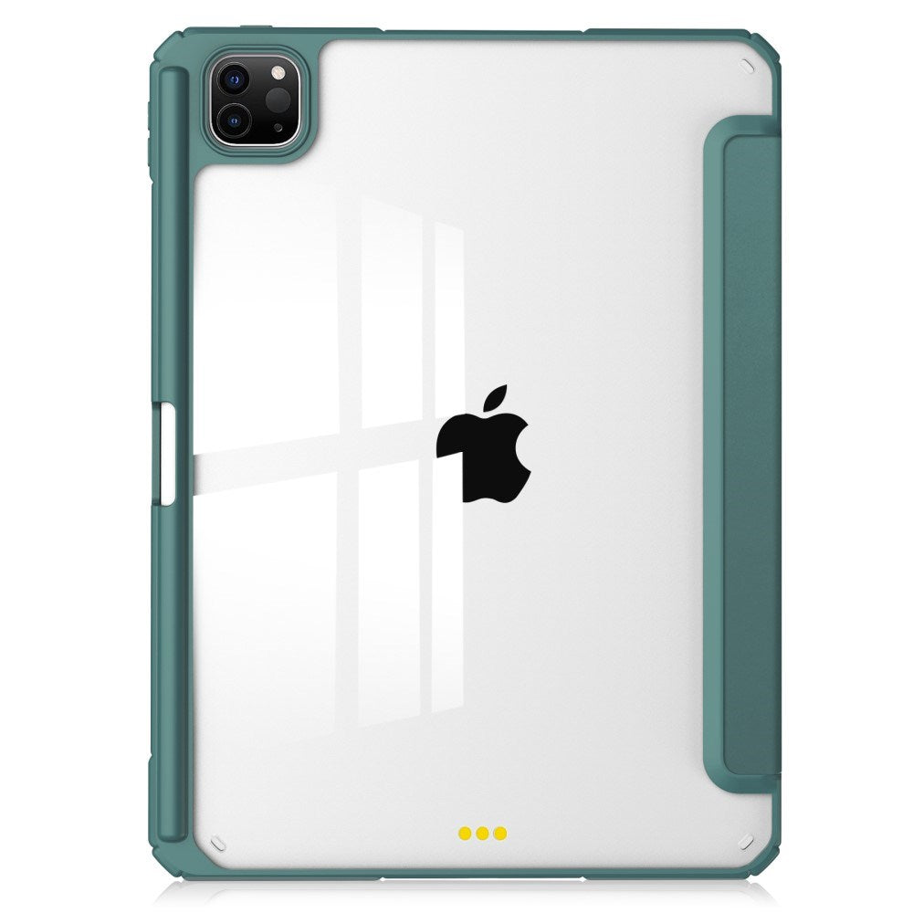 EIDERWOOD iPad Pro 11" (2025 / 2024) Hybrid Flip Cover m. Pen Holder - Grøn & Gennemsigtig