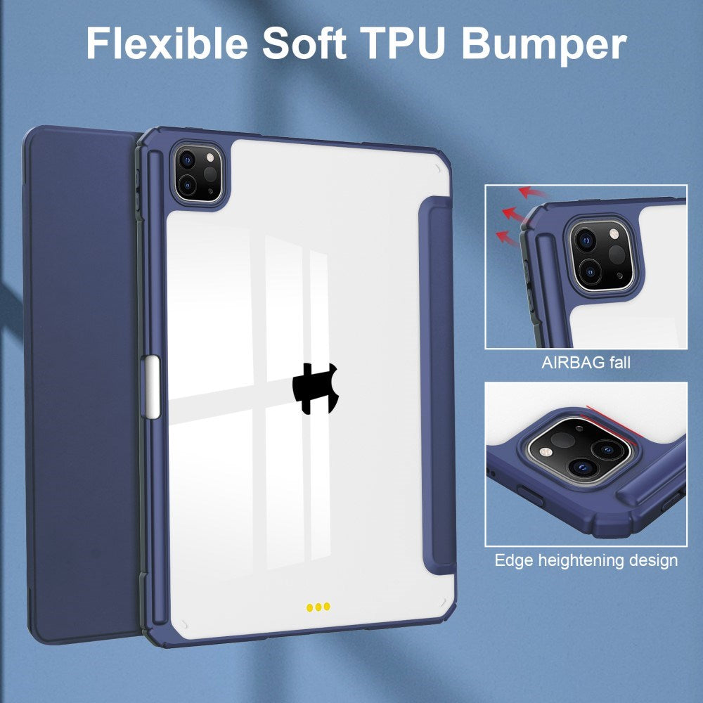 EIDERWOOD iPad Pro 11" (2025 / 2024) Hybrid Flip Cover m. Pen Holder - Blå & Gennemsigtig