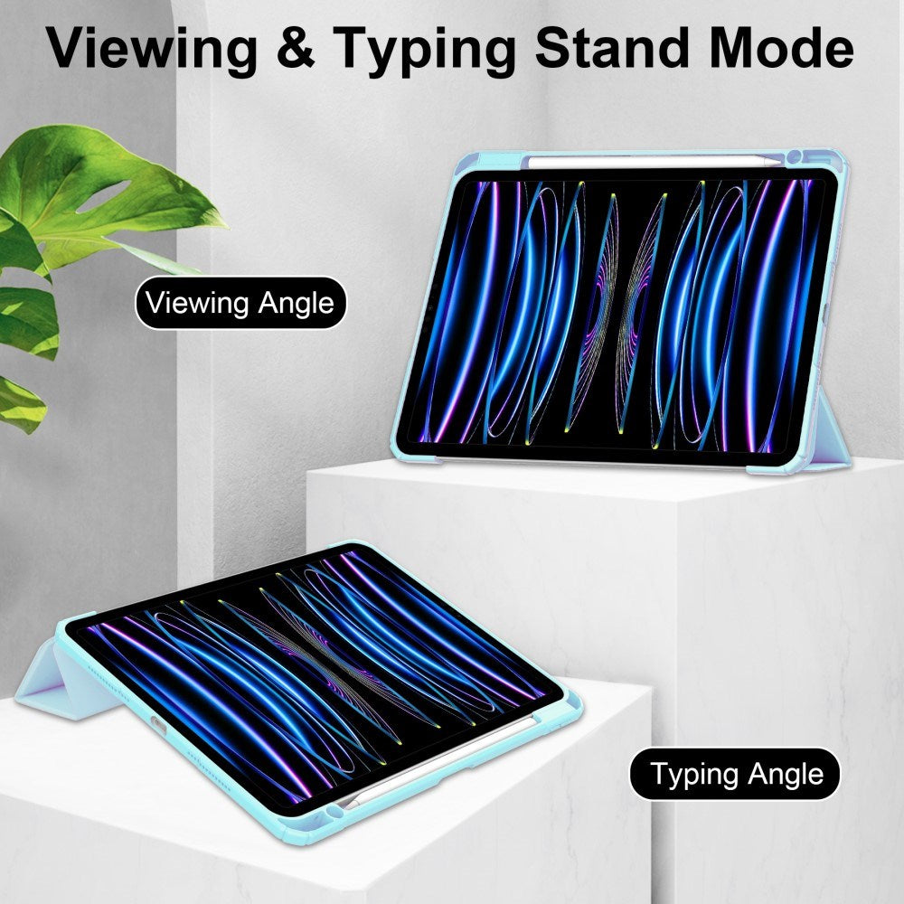 EIDERWOOD iPad Pro 11" (2025 / 2024) Hybrid Flip Cover m. Pen Holder - Lyse Blå & Gennemsigtig