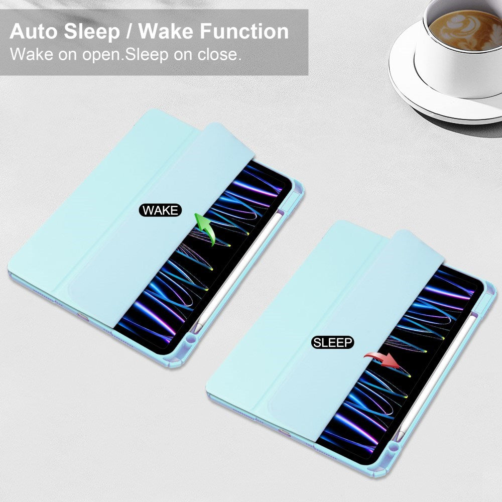 EIDERWOOD iPad Pro 11" (2025 / 2024) Hybrid Flip Cover m. Pen Holder - Lyse Blå & Gennemsigtig