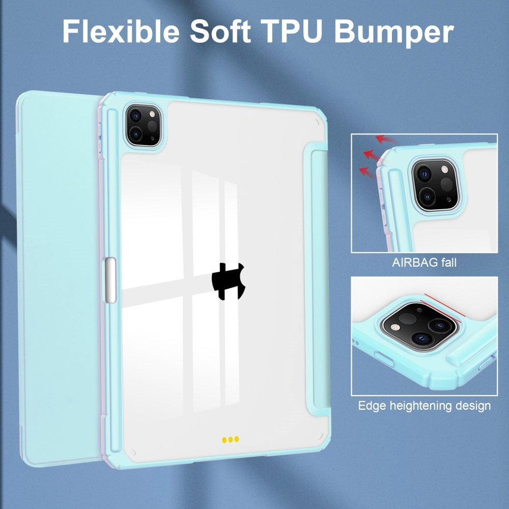 EIDERWOOD iPad Pro 11" (2025 / 2024) Hybrid Flip Cover m. Pen Holder - Lyse Blå & Gennemsigtig