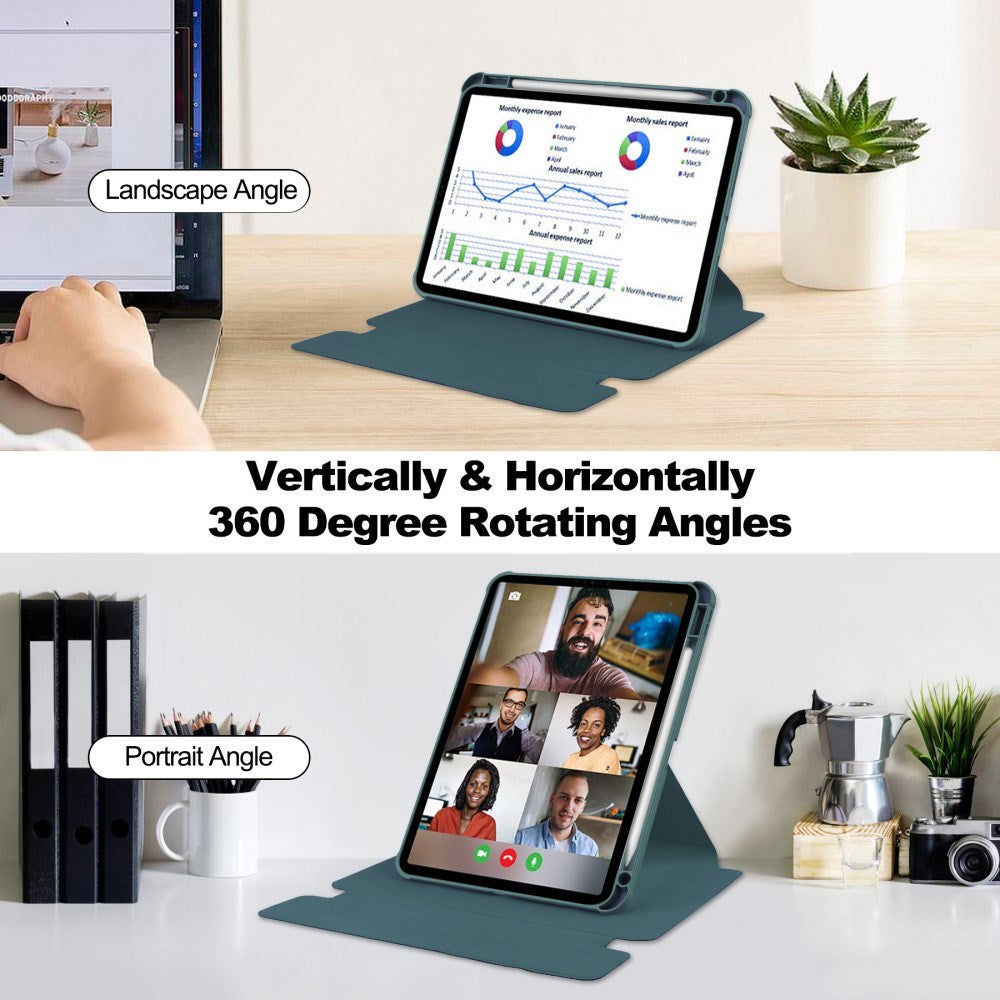 EIDERWOOD iPad Pro 11" (2025 / 2024) Hybrid Flip Cover m. Roterende Ståfunktion - Gennemsigtig / Grøn