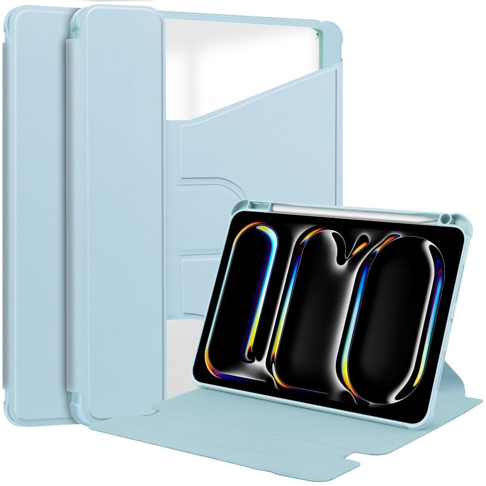 EIDERWOOD iPad Pro 11" (2025 / 2024) Hybrid Flip Cover m. Roterende Ståfunktion - Gennemsigtig / Lyseblå