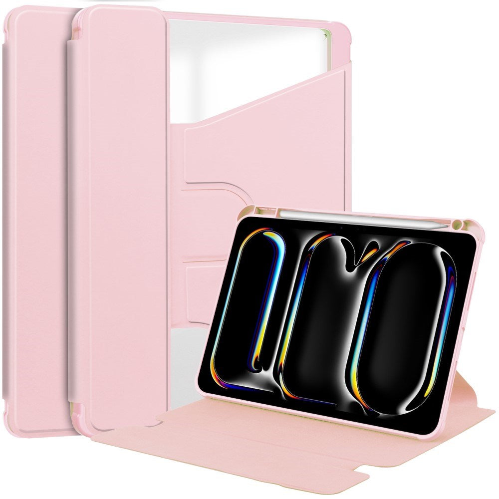 EIDERWOOD iPad Pro 11" (2025 / 2024) Hybrid Flip Cover m. Roterende Ståfunktion - Gennemsigtig / Pink