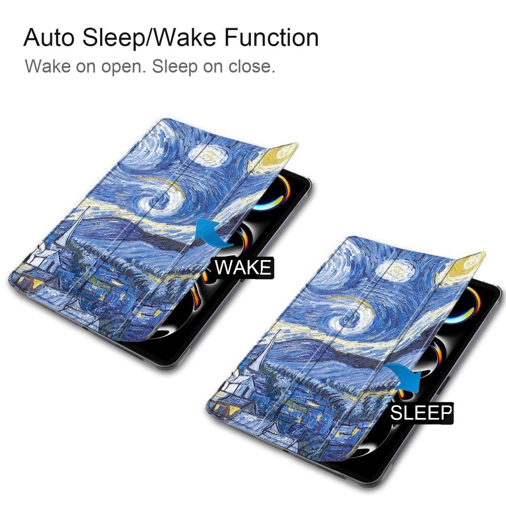 EIDERWOOD iPad Pro 11" (2025 / 2024) Tri-Fold Kunstlæder Flip Cover m. Vågeblus Funktion - Himmel