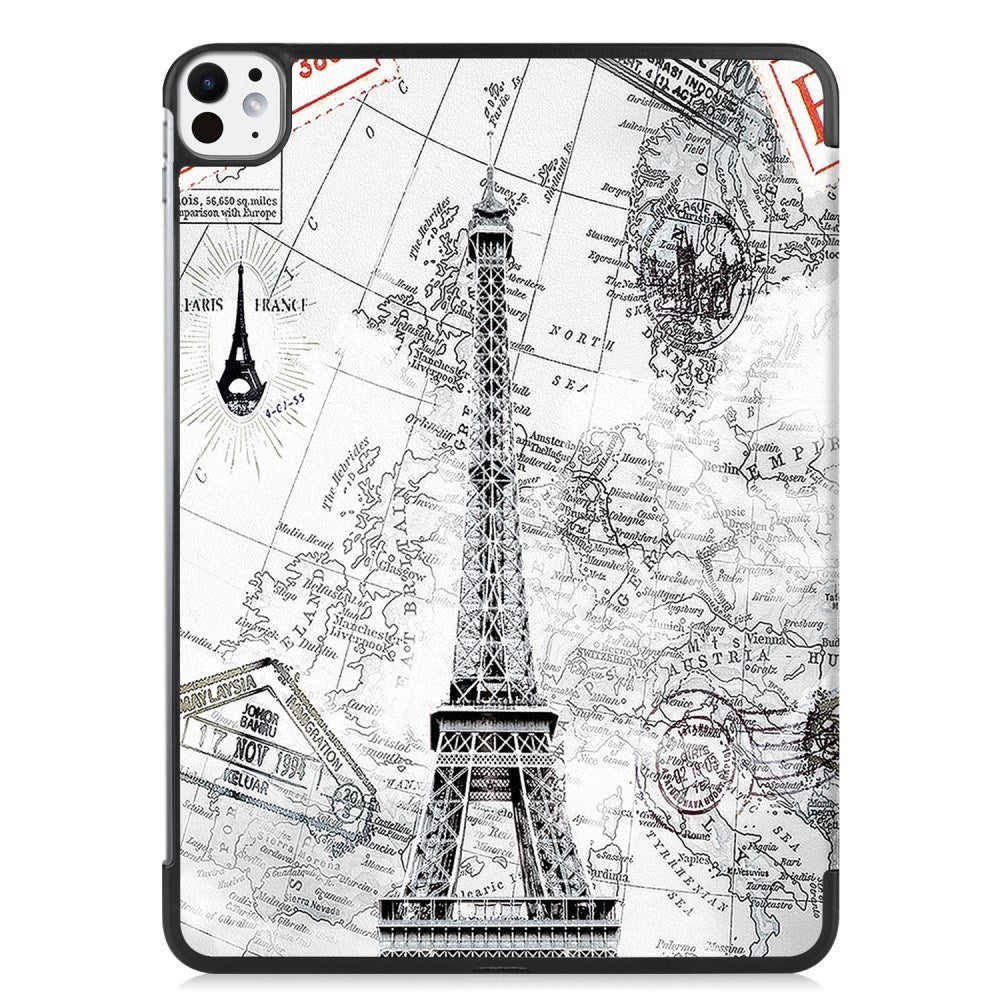 EIDERWOOD iPad Pro 11" (2025 / 2024) Tri-Fold Kunstlæder Flip Cover m. Vågeblus Funktion - Eiffeltårnet