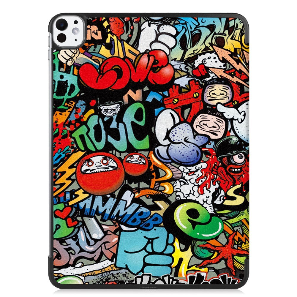 EIDERWOOD iPad Pro 11" (2025 / 2024) Tri-Fold Kunstlæder Flip Cover m. Vågeblus Funktion - Graffiti